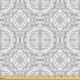 thumbnail image 1 of Damask Fabric by the Yard Upholstery, Simple Classical Floral Ornaments Repetitive on Soft Grey Tones Pattern, Decorative Fabric for DIY and Home Accents, Pale Taupe and White by Ambesonne, 1 of 5