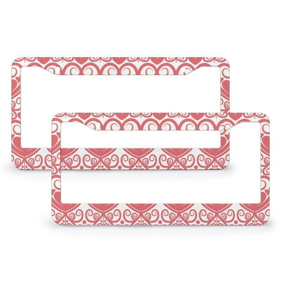Damask Floral License Plate Cover 2 Pack Classy Elegant Textured Vintage Car License Plate Frame for Us Standard Vehicles 2 Round Holes Aluminum License Plate Frame