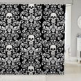thumbnail image 1 of Damask Gothic Bathroom Accessories Adults Antique Victorian Shower Curtain Set 72"Wx84"L,Black White Sugar Skull Vintage Baroque Floral Goth Bath Curtain, 1 of 6