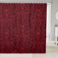 thumbnail image 1 of Damask Gothic Bathroom Shower Curtain Antique Victorian Fabric Shower Curtain 72"Wx72"L,Carmine Red Sugar Skull Vintage Baroque Floral Goth Bath Curtain, 1 of 6