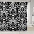 thumbnail image 1 of Damask Gothic Bathroom Shower Curtain Antique Victorian Fabric Shower Curtain 72"Wx78"L,Black White Sugar Skull Vintage Flowers Goth Bath Curtain, 1 of 6