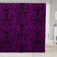 thumbnail image 1 of Damask Gothic Bathroom Accessories Adults Antique Victorian Shower Curtain Set 72"Wx72"L,Magenta Black Sugar Skull Vintage Baroque Floral Goth Bath Curtain, 1 of 6