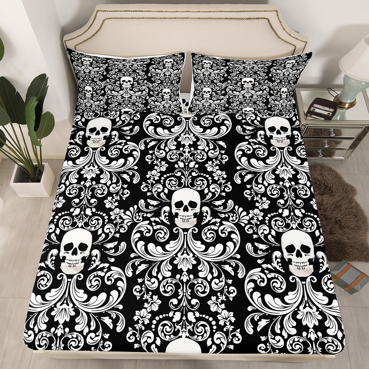 Damask Gothic Bed Sheets Adults Antique Victorian Fitted Sheet Full