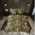 thumbnail image 1 of Damask Gothic Bedding Set Adults Antique Victorian Bed in a Bag King Size Comforter Set 7 Pieces,Black Yellow Sugar Skull Sheet Set Vintage Floral Goth Bed Set,Exotic Bone Skeleton Bohemian Decor, 1 of 6