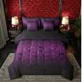 thumbnail image 1 of Damask Gothic Bedding Set Adults Antique Victorian Bed in a Bag King Size Comforter Set 7 Pieces,Lilac Purple Sugar Skull Sheet Set Vintage Floral Goth Bed Set,Bone Skeleton Bohemian Decor, 1 of 6