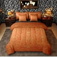 thumbnail image 1 of Damask Gothic Bedding Set Adults Antique Victorian Bed in a Bag King Size Comforter Set 7 Pieces,Orange Sugar Skull Sheet Set Vintage Floral Goth Bed Set,Exotic Bone Skeleton Bohemian Baroque Decor, 1 of 6