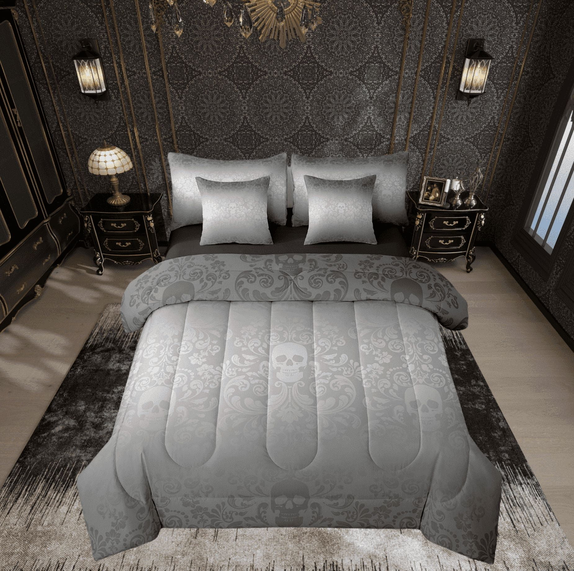 Damask Bedding Sets in Black Blue Red and More Home Comforts