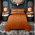 thumbnail image 1 of Damask Gothic Bedding Set Adults Antique Victorian Comforter Set Full,Orange Sugar Skull Down Comforter Vintage Flowers Goth Quilt Set,Exotic Bone Skeleton Bohemian Baroque Decor, 1 of 7