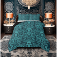thumbnail image 1 of Damask Gothic Bedding Set Adults Antique Victorian Comforter Set Full,Turquoise Sugar Skull Down Comforter Vintage Flowers Goth Duvet Set,Exotic Bone Skeleton Bohemian Baroque Decor, 1 of 7