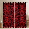 thumbnail image 1 of Damask Gothic Curtains Antique Victorian 30%-50% Blackout Curtains 2 Panels 42"Wx90"L,Black Red Sugar Skull Curtains Drapes Vintage Floral Goth Window Curtains, 1 of 6