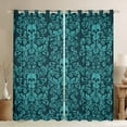thumbnail image 1 of Damask Gothic Curtains Antique Victorian 30%-50% Blackout Curtains 2 Panels 52"Wx63"L,Turquoise Sugar Skull Curtains Drapes Vintage Baroque Floral Goth Window Curtains, 1 of 6