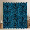 thumbnail image 1 of Damask Gothic Curtains Antique Victorian 30%-50% Blackout Curtains 2 Panels 38"Wx45"L,Blue Black Sugar Skull Curtains Drapes Vintage Floral Goth Curtains, 1 of 6