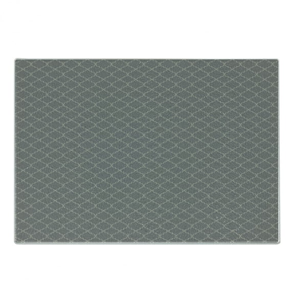Damask Grey Cutting Board, Abstract Lattice Style Oriental Ornament Repetition, Decorative Tempered Glass Cutting and Serving Board, in 3 Sizes, by Ambesonne