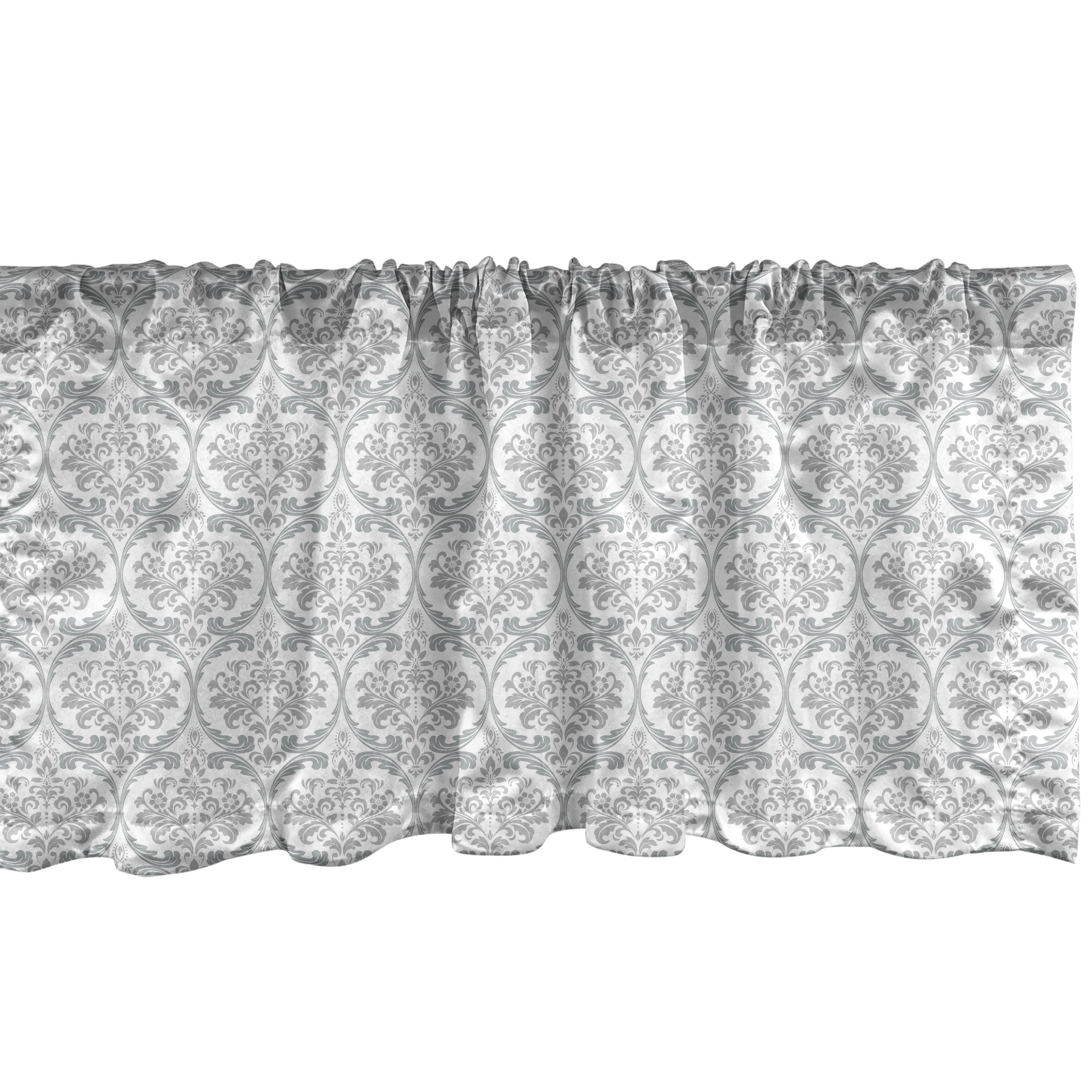 Pale Grey and White Satin Rod Pocket Valance Set
