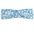 thumbnail image 1 of Damask Headband, Natural Pattern in Blue and White Organic Garden Foliage Old Revival Leaves, Elastic and Soft Women's Bandana for Sports and Everyday Use, Grey Red Coconut, by Ambesonne, 1 of 3