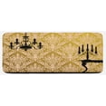 thumbnail image 1 of Damask Kitchen Mat, English Country House Damask Motif on Wall and Chandelier Silhouettes Renaissance, Plush Decorative Kitchen Mat with Non Slip Backing, 47" X 19", Yellow Black, by Ambesonne, 1 of 1