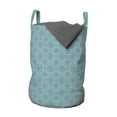 thumbnail image 1 of Damask Laundry Bag, Inspired Abstract Continuous Pattern of Floral Lattice with Squares, Hamper Basket with Handles Drawstring Closure for Laundromats, 13" x 19", Aqua and Purpleblue, by Ambesonne, 1 of 4