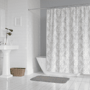 Damask Multi Color Printed Shower Curtain, 72” x 72" + Medium Weight Liners