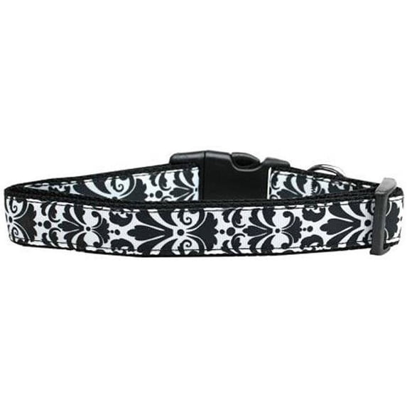 Damask Nylon Dog Collar, Black - Large