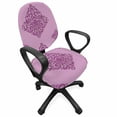 thumbnail image 1 of Damask Office Chair Slipcover, Nostalgic Curvy Ornaments Purple Tones Illustration, Protective Stretch Decorative Fabric Cover, Standard Size, Pale Fuchsia Pale Mauve, by Ambesonne, 1 of 5