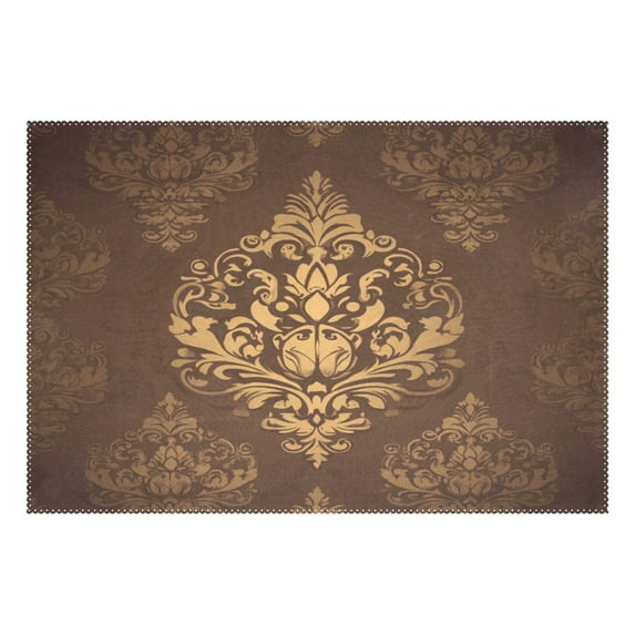 Damask Pattern 12x18in Heat-Resistant Non-Slip Place Mat, Durable and Wrinkle-Resistant