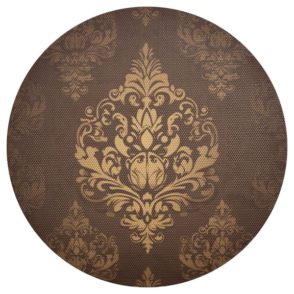 Damask Pattern 15.4in Diameter PVC Plate Mat, Heat-Resistant and Cuttable, Kitchen Decor