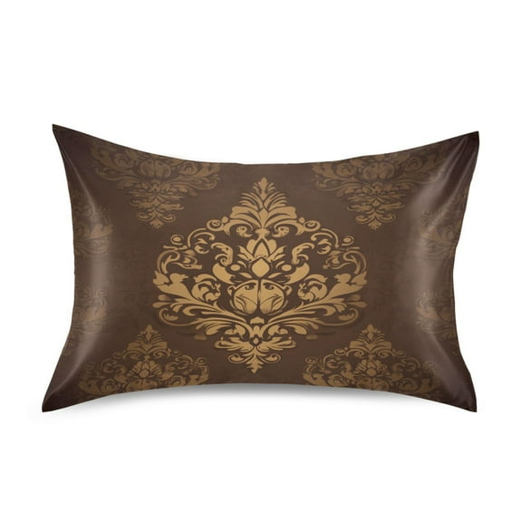 Damask Pattern King Size Pillowcase Ultra Soft Silky Fabric Wrinkle Fade Resistant 20x40in