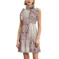 thumbnail image 1 of Damask Patterned Fabric Design Women's Fashion Casual Dress Summer Stand Up Collar Ruffles Sleeve Dress Elegant Dresses, 1 of 4
