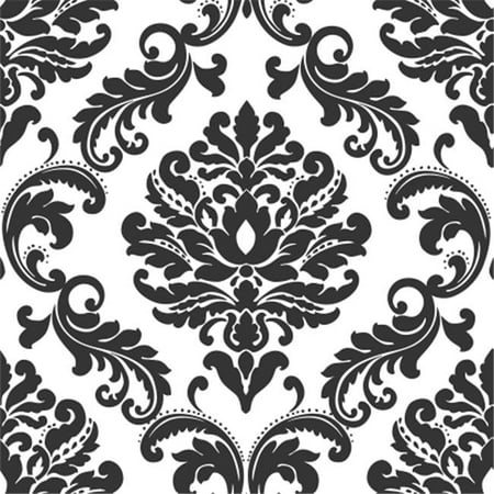 Damask Peel and Stick Wallpaper, Ariel Black & White