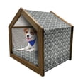 thumbnail image 1 of Damask Pet House, Damask Shapes Motif Western Modular Leaves and Rayon Curving Lines Creative Floral, Outdoor & Indoor Portable Dog Kennel with Pillow and Cover, 5 Sizes, Teal Brown, by Ambesonne, 1 of 5