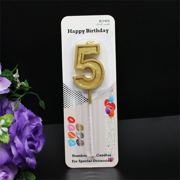 Damask Rose Candle Glitter Number Candles Gold Number 0-9 Birthday Party Candle Cake, Candles And Candle Holders