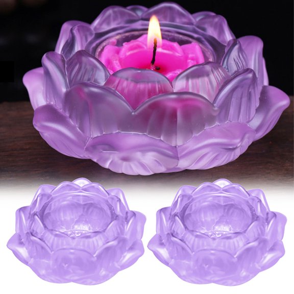 Damask Rose Candle Lotu 7 Light Holder Tea Candle Candlestick Flower Colors Glass Home Decor, Candles And Candle Holders