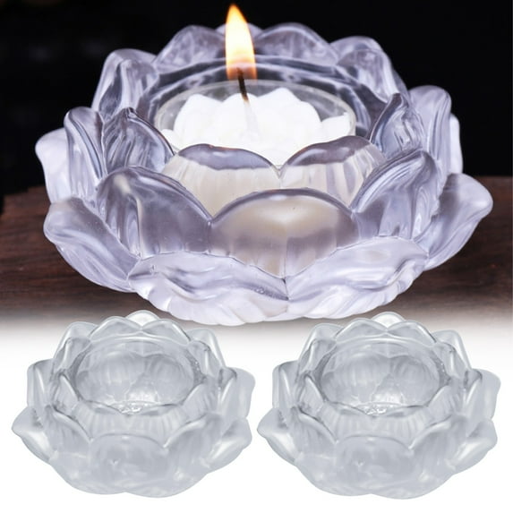 Damask Rose Candle Lotu 7 Light Holder Tea Candle Candlestick Flower Colors Glass Home Decor, Candles And Candle Holders