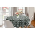 thumbnail image 1 of Damask Round Tablecloth, Damask Shapes Motif Western Modular Leaves and Rayon Curving Lines Creative Floral, Circle Table Cloth Cover for Dining Room Kitchen Decor, 60", Teal Brown, by Ambesonne, 1 of 2