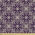 thumbnail image 1 of Ambesonne Damask Fabric by the Yard Upholstery, Oriental Floral Curly Motif, 1 Yard, Dark Purple and Beige, 1 of 5