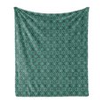 thumbnail image 1 of Damask Soft Flannel Fleece Blanket, Baroque Style Foliage Ornament with Rococo Curves and Renaissance Elements, Cozy Plush for Indoor and Outdoor Use, 50" x 60", Sea Green and Black, by Ambesonne, 1 of 5
