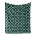 thumbnail image 1 of Damask Soft Flannel Fleece Blanket, French Pattern Inspired by Rococo Era Designs Intricate Renaissance Motifs, Cozy Plush for Indoor and Outdoor Use, 60" x 80", Dark Teal Eggshell, by Ambesonne, 1 of 5