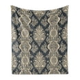 thumbnail image 1 of Damask Soft Flannel Fleece Blanket, Victorian Style Baroque Classic Pattern with Ornamental Floral Leaves Image, Cozy Plush for Indoor and Outdoor Use, 50" x 70", Charcoal Grey Cream, by Ambesonne, 1 of 6