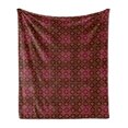 thumbnail image 1 of Damask Soft Flannel Fleece Throw Blanket, Abstract Floral Pattern with Medieval Design Ornamental Victorian Image, Cozy Plush for Indoor and Outdoor Use, 60" x 80", Orange Magenta Black, by Ambesonne, 1 of 5