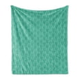 thumbnail image 1 of Damask Soft Flannel Fleece Throw Blanket, Abstract Old Fashioned Pattern with Grungy Looking Floral Motifs Eastern Details, Cozy Plush for Indoor and Outdoor Use, 50" x 70", Sea Green, by Ambesonne, 1 of 5
