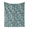 thumbnail image 1 of Damask Soft Flannel Fleece Throw Blanket, Botanical Theme Vintage Floral Motifs Bluish Flowers and Leaves Fashion Art, Cozy Plush for Indoor and Outdoor Use, 60" x 80", Multicolor, by Ambesonne, 1 of 6