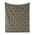 thumbnail image 1 of Damask Soft Flannel Fleece Throw Blanket, Ethnic Aboriginal Motif with Victorian Rococo Style Effects in Funky Tones, Cozy Plush for Indoor and Outdoor Use, 50" x 70", Dark Grey and Tan, by Ambesonne, 1 of 5