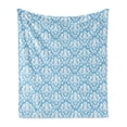 thumbnail image 1 of Damask Soft Flannel Fleece Throw Blanket, Natural Pattern in Blue and White Organic Garden Foliage Old Revival Leaves, Cozy Plush for Indoor and Outdoor Use, 60" x 80", Sky Blue White, by Ambesonne, 1 of 5