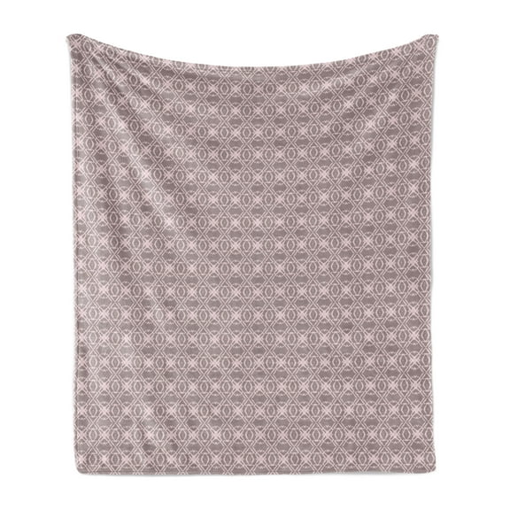 Damask Soft Flannel Fleece Throw Blanket, Repeating Grunge Look Flowers Petals Inspired Nostalgic Illustration, Cozy Plush for Indoor and Outdoor Use, 50" x 60", Pale Mauve Taupe Rose, by Ambesonne