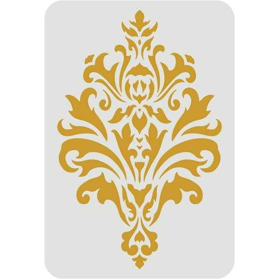 Damask Stencil 11.7x8.3in - Reusable Damask Floral Stencil for Painting Allover Patterns on Wall Furniture Wood & Paper