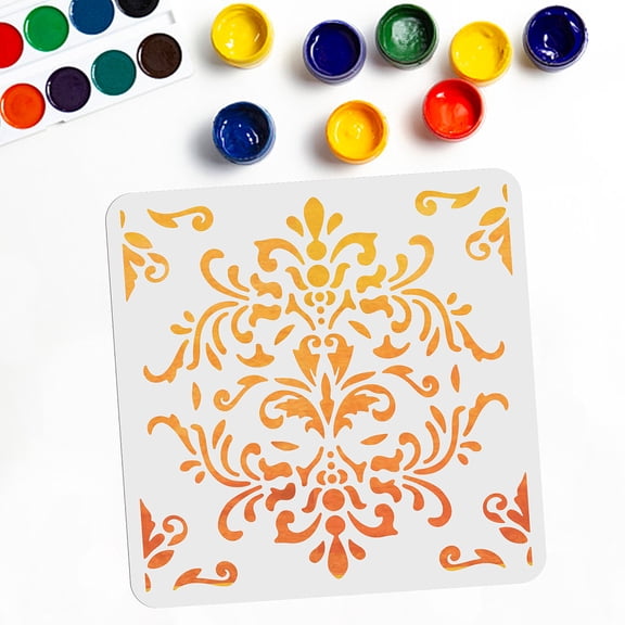 Damask Stencil 11.811.8 inch Vintage Frame Decor Stencils Reusable Durable Damask Drawing Stencils Repeating Wall StencilDIY