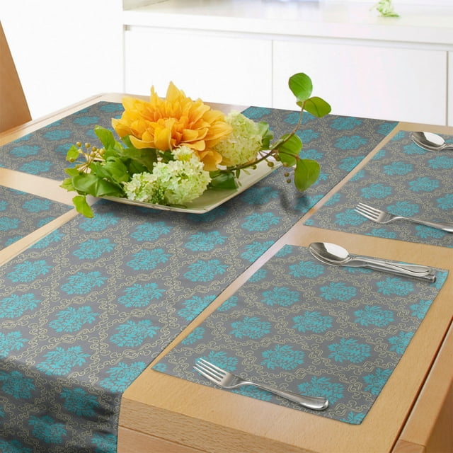 Damask Table Runner & Placemats, Style Damask Swirled Lines
