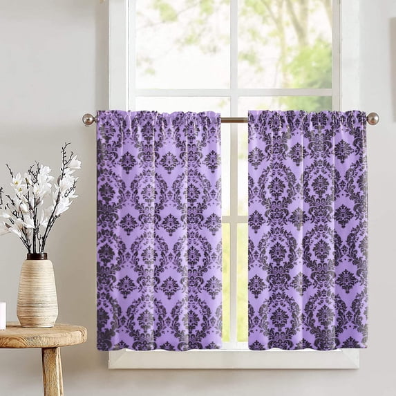 Damask Taffeta Café Tier Curtains Window Treatment Kitchen Home Décor