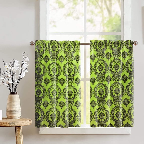 Damask Taffeta Café Tier Curtains Window Treatment Kitchen Home Décor