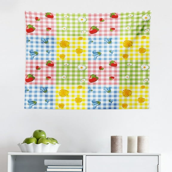 Damask Tapestry, Victorian Style Baroque Classic Pattern with Ornamental Floral Leaves Image, Fabric Wall Hanging Decor for Bedroom Living Room Dorm, 2 Sizes, Charcoal Grey Cream, by Ambesonne